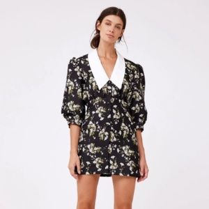 AUREUM Tea Party Floral Jacquard Collar Dress White collar Womens Small